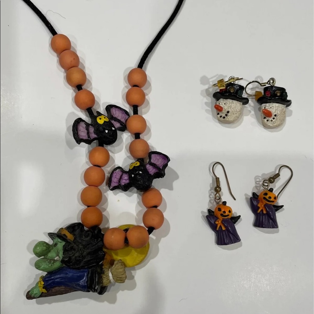 haloween necklace & earrings